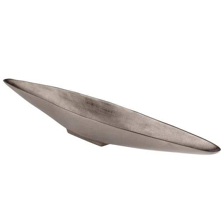 Gray Aluminum Contemporary Gondola Tray with Pedestal Base