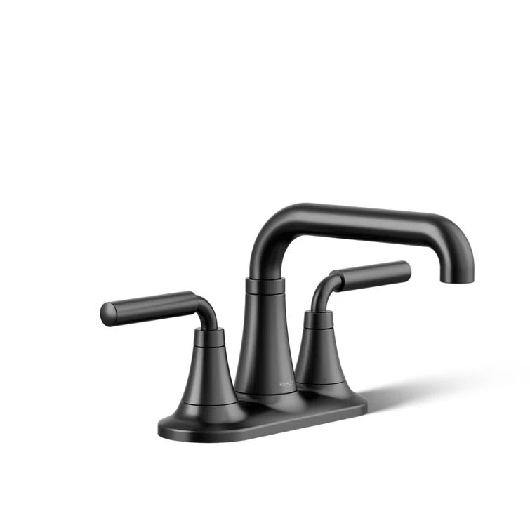 Matte Black Two-Handle Centerset Bathroom Faucet