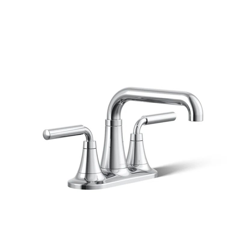 Polished Chrome Two-Handle Centerset Bathroom Sink Faucet