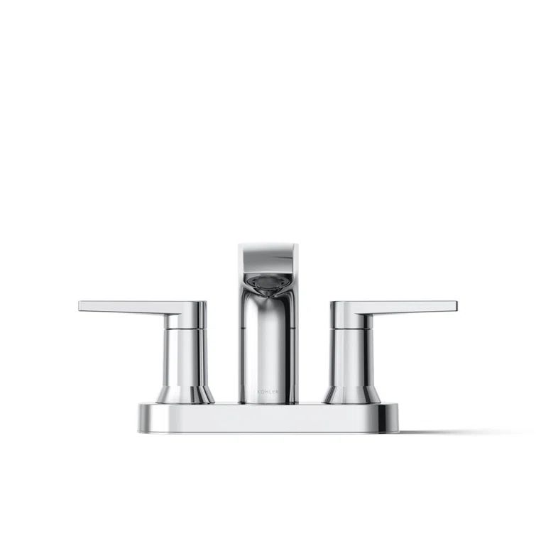 Polished Chrome Two-Handle Bathroom Sink Faucet with Pop-Up Drain