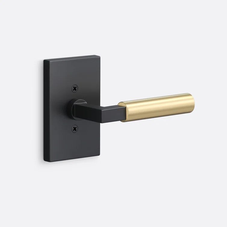 Satin Brass and Flat Black Round Lever Door Handle