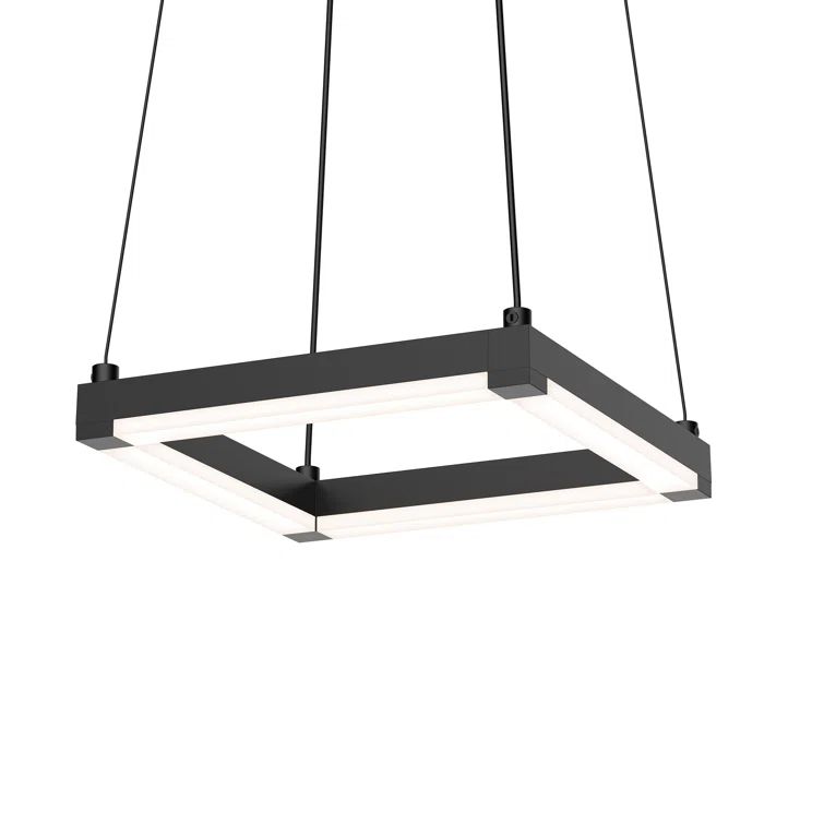 Satin Black Aluminum Square LED Pendant Light