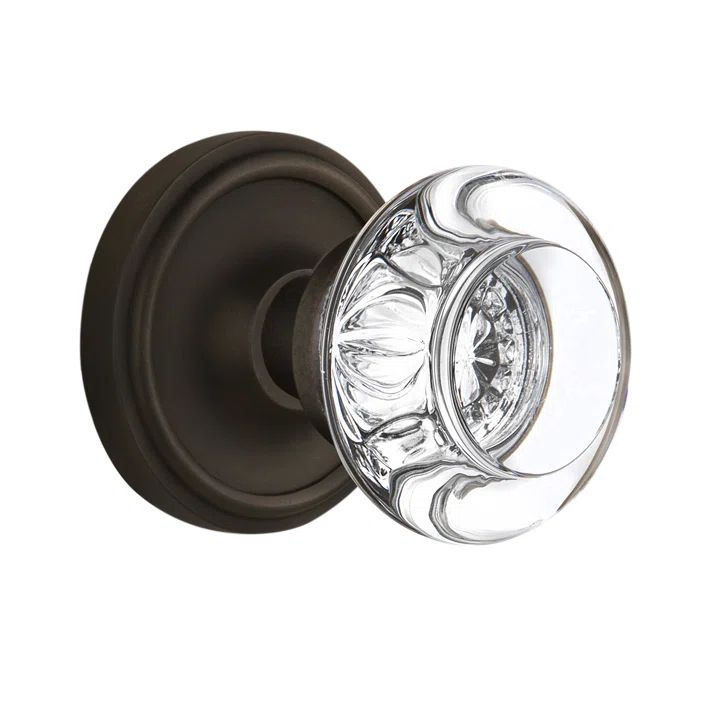 Oil-Rubbed Bronze Classic Rosette with Round Clear Crystal Door Knob