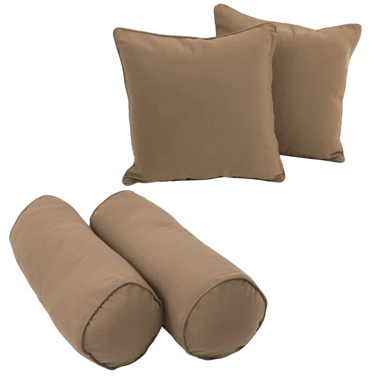 Toffee Twill Fabric Reversible Throw Pillow and Bolster Set