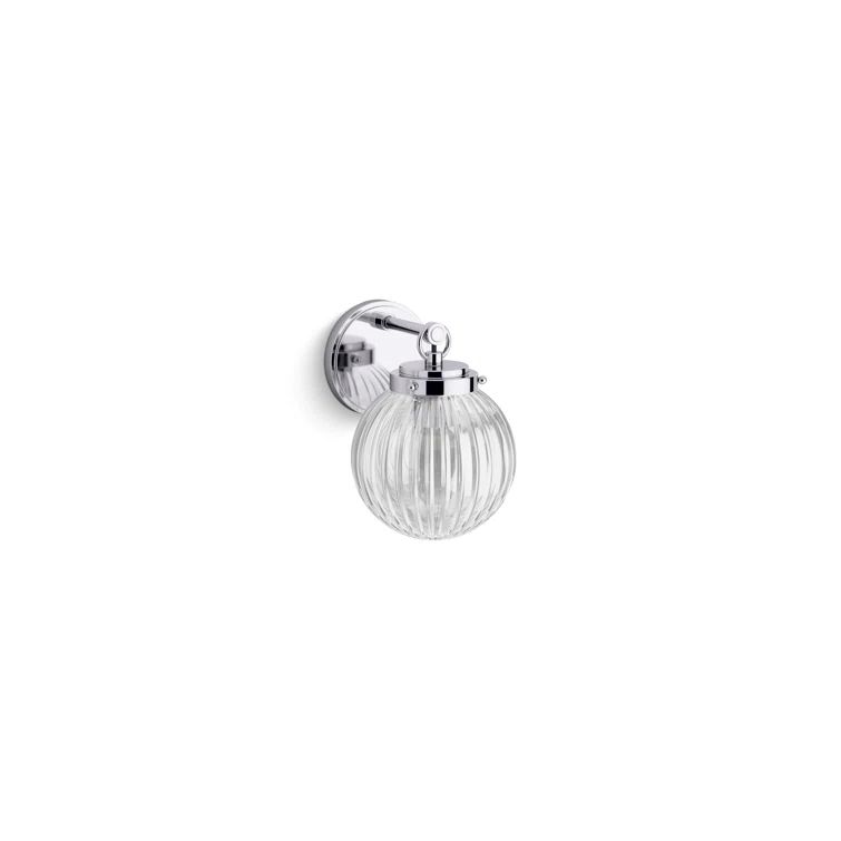 Polished Chrome Dimmable Glass Globe Sconce