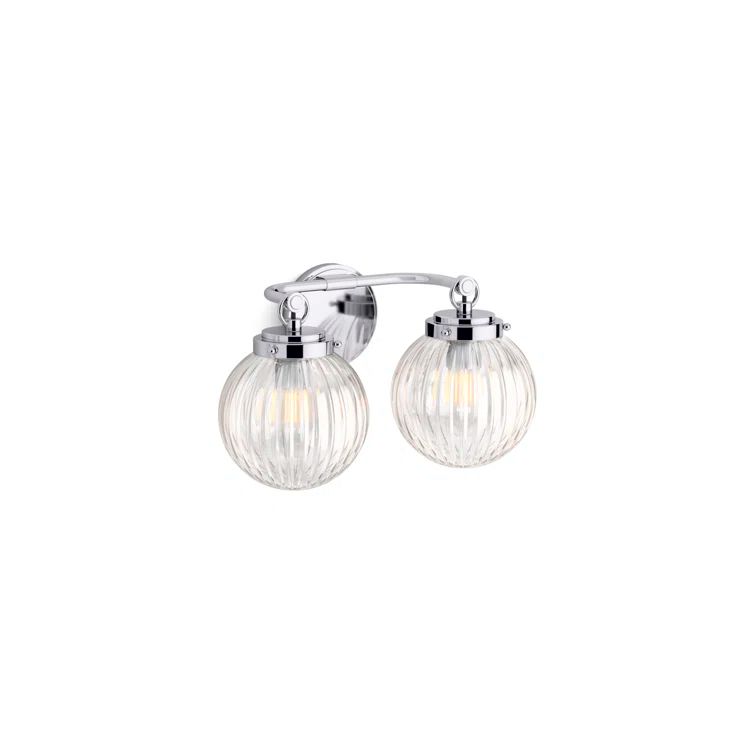 Polished Chrome Two-Light Sconce with Glass Spheres