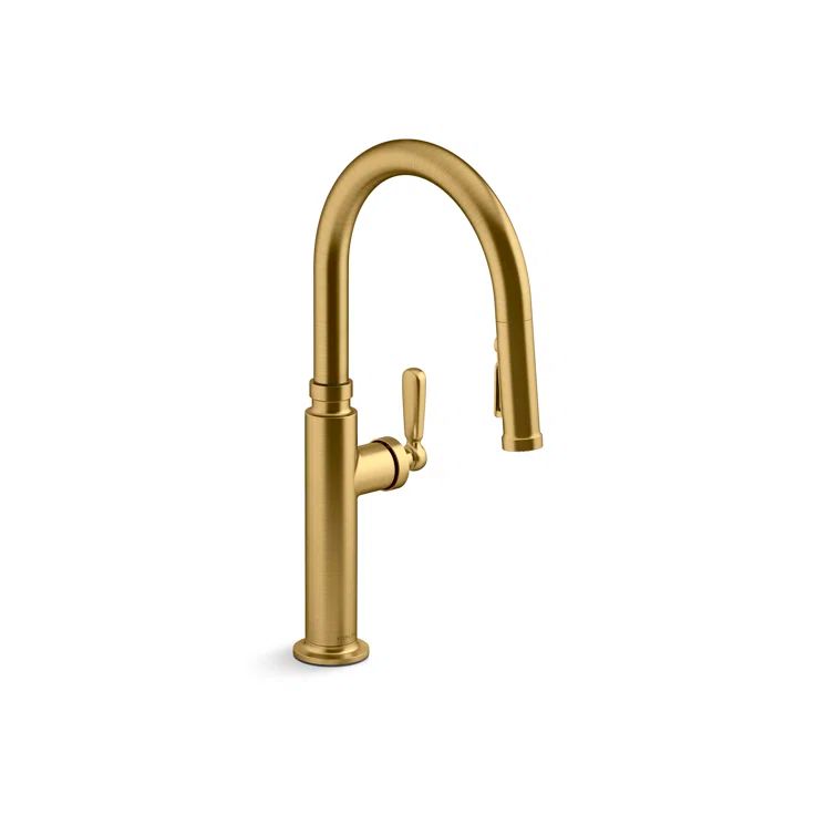 Vibrant Brushed Moderne Brass Pull-Down Kitchen Faucet