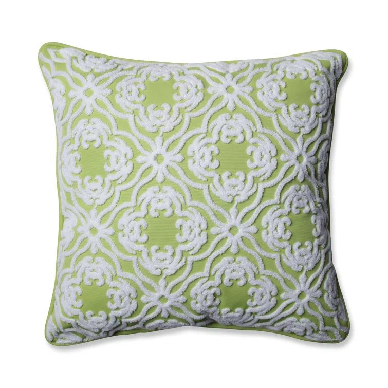 Lime Green Embroidered Square Indoor/Outdoor Throw Pillow