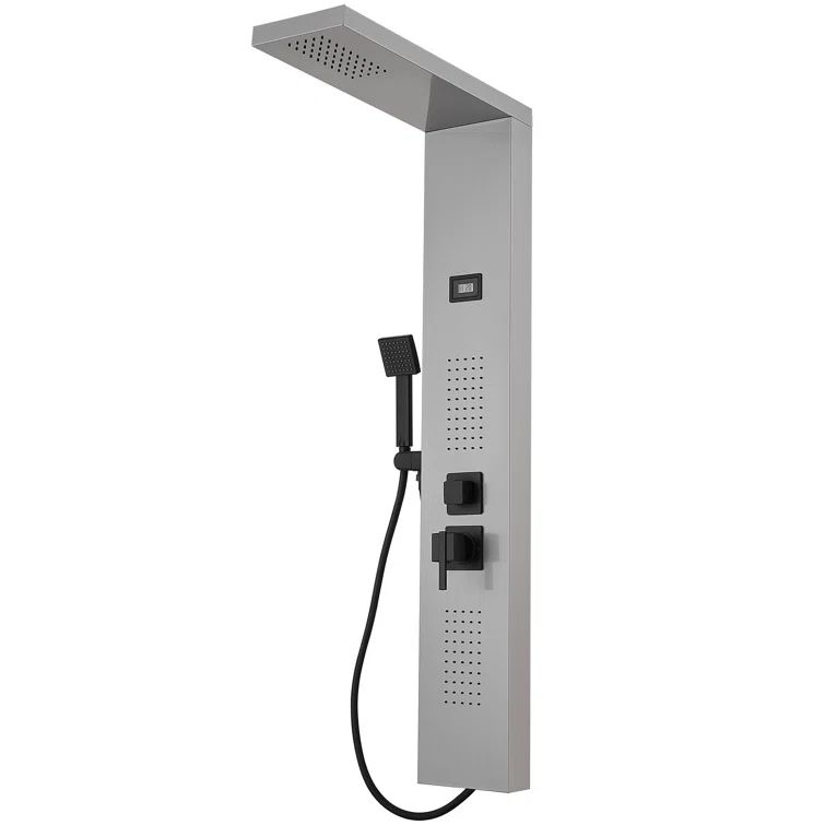Black Nickel 2-Jet Rainfall Shower Panel System with Handheld Wand