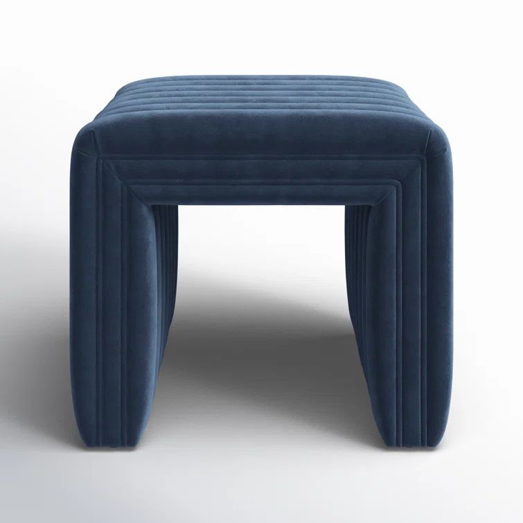 Sapphire Navy Velvet Square Upholstered Ottoman