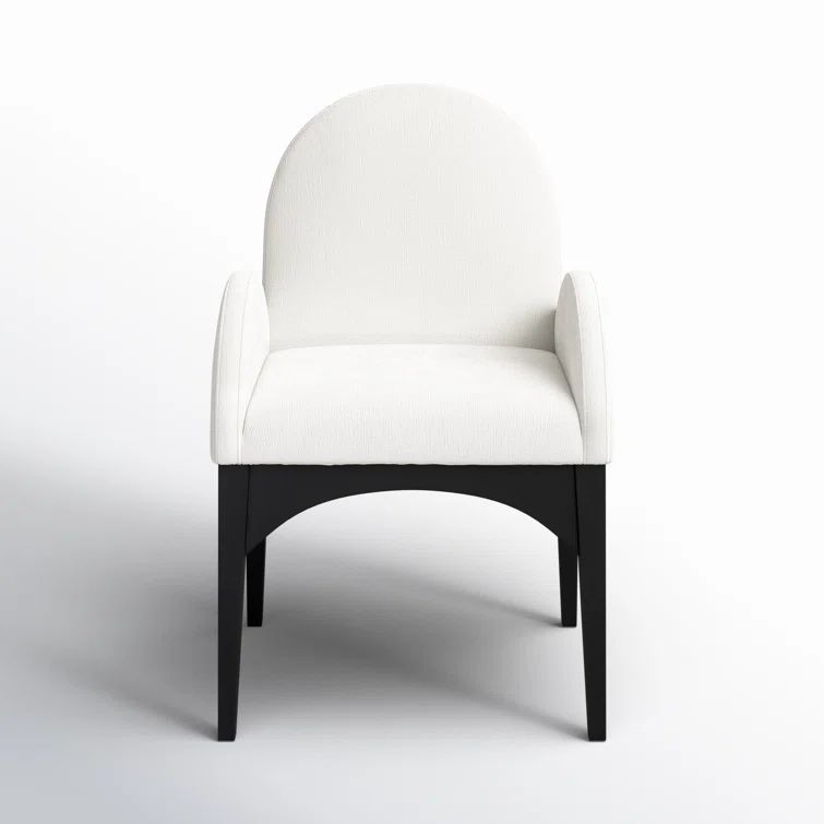 Cream Upholstered Arm Chair with Black Wood Legs