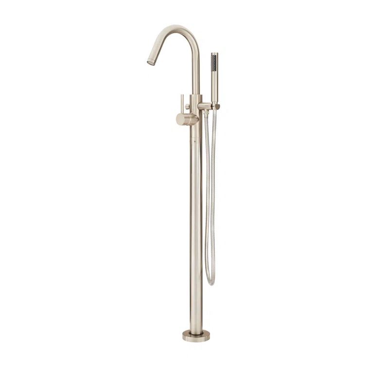 Brushed Nickel Freestanding Tub Filler with Lever Handle