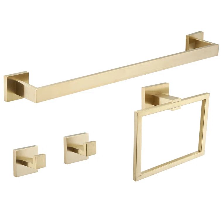 Brushed Gold Stainless Steel 4-Piece Bathroom Hardware Set