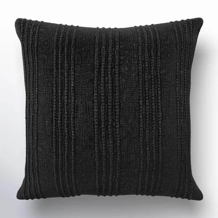Hannah Black 22" Square Cotton Throw Pillow