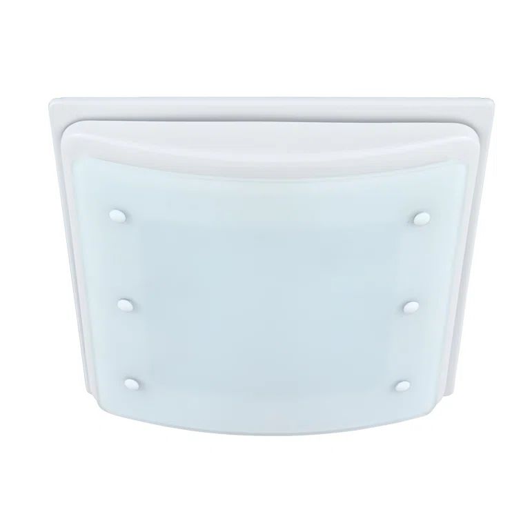 Matte White Glass and Steel Decorative Bathroom Exhaust Fan with Light