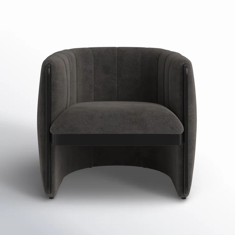 Dark Gray Polyester Upholstered Armchair with Wood Frame