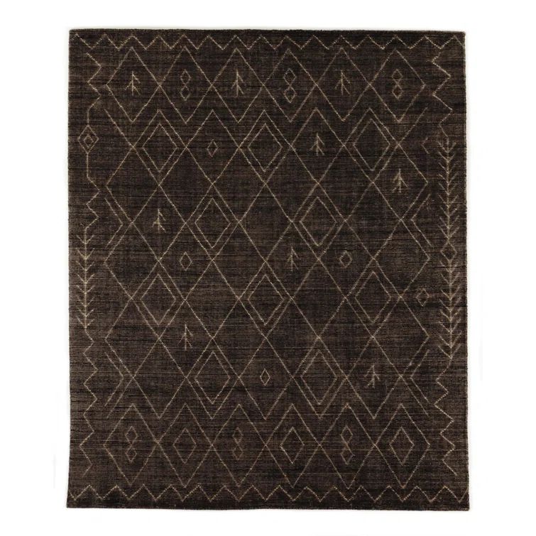Espresso Hand-Knotted Wool and Cotton Moroccan Area Rug, 9' x 12'