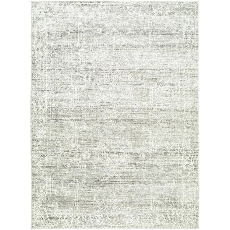 Medium Gray and Ivory Synthetic Medallion Area Rug