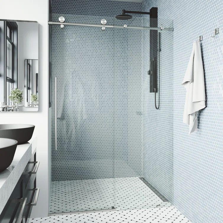Elan E-Class Frameless Sliding Shower Door with Clear Glass