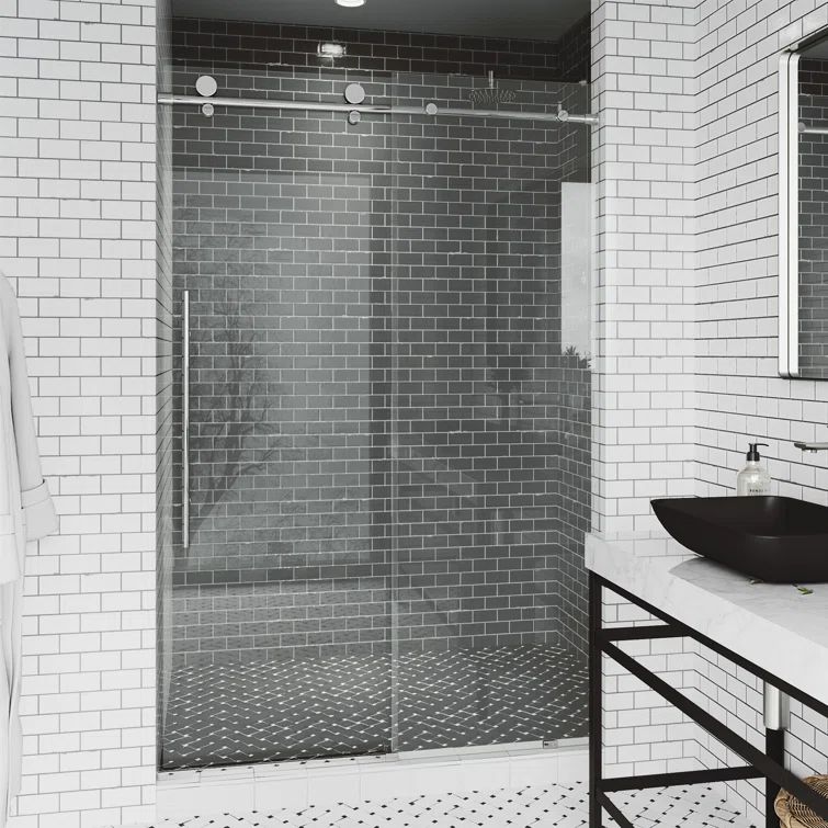 Elan E-Class Frameless Chrome Sliding Shower Door with Clear Glass