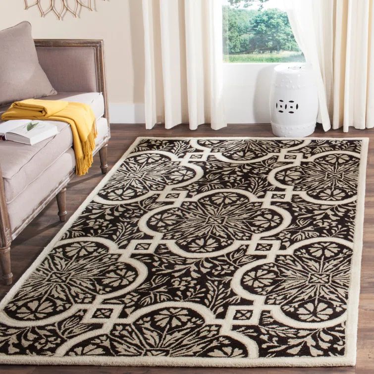 Hand-Tufted Francesca Blue Wool Round Area Rug, 5' x 8'
