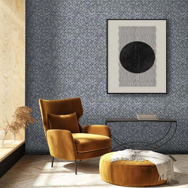Eterna Penny Onice Blue 12" x 12" Matte Recycled Glass Mosaic Tile