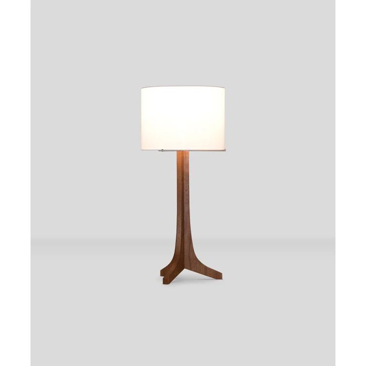 Nauta 28" White Linen Shade Table Lamp with Dark Walnut & Aluminum Base