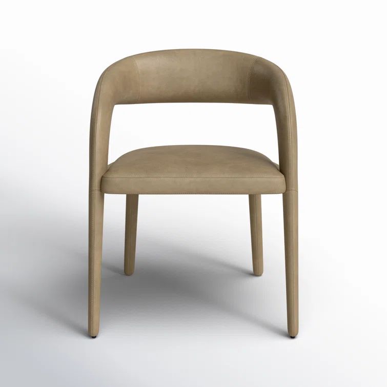 Tan Faux Leather Upholstered Arm Chair with Metal Legs