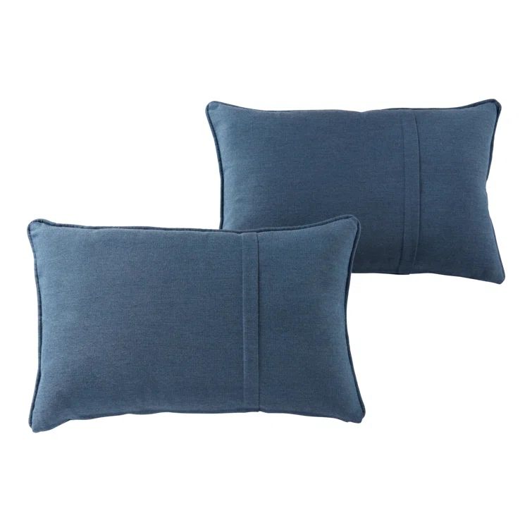 Spectrum Denim Blue Rectangular Lumbar Outdoor Throw Pillow Set