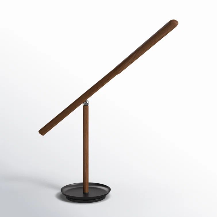 Walnut Adjustable LED Desk Lamp with Black Base
