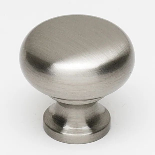 Brushed Satin Nickel Round Cabinet Knob with Mounting Hardware