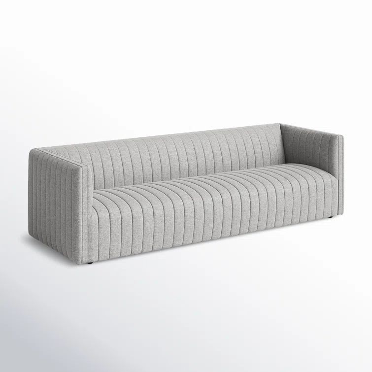 Orly Natural Gray Tufted Leather Stationary Sofa