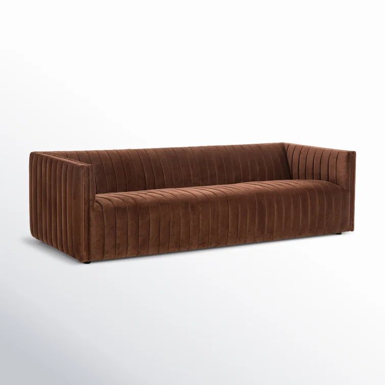 Surrey Auburn Tufted Leather Stationary Sofa 97"