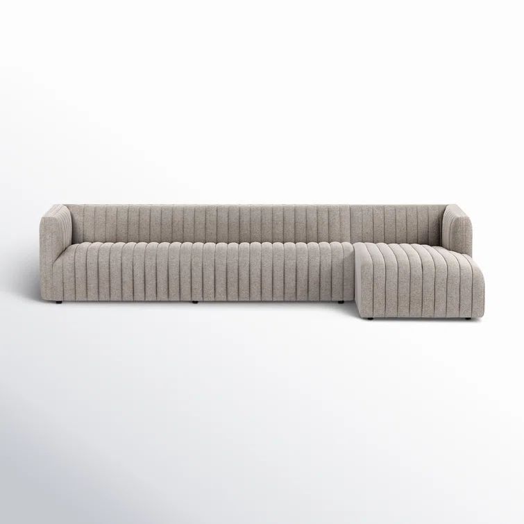 Orly Natural Velvet L-Shaped Sectional Sofa