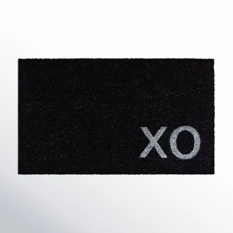 Natural Coir 'XO' Rectangular Indoor/Outdoor Doormat, Black