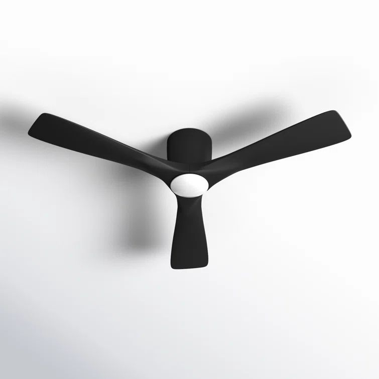 Satin Black 48'' Low Profile Ceiling Fan with LED Light