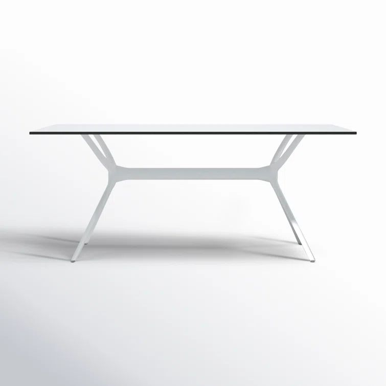 Farrah White Rectangular Plastic Outdoor Dining Table