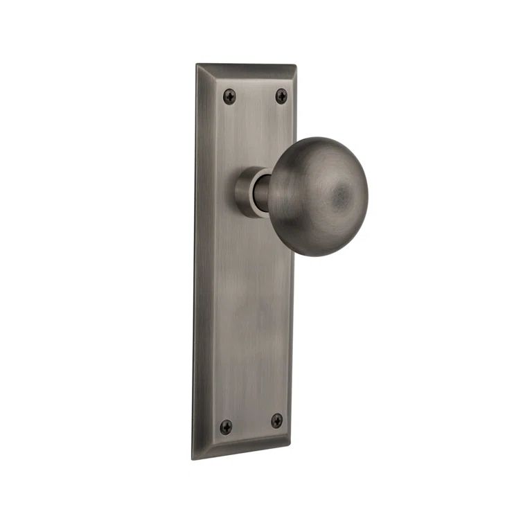 Antique Pewter New York Plate and Door Knob Set