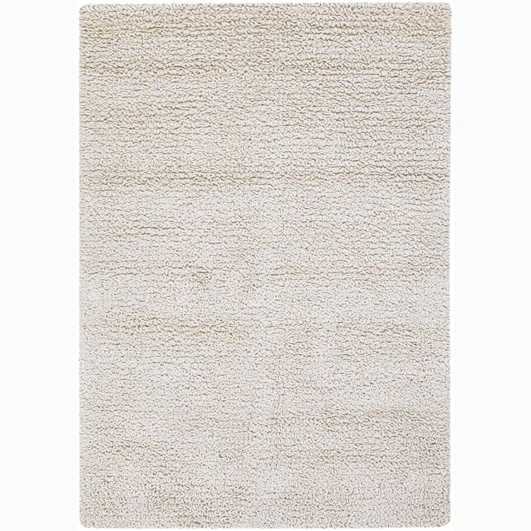 Ivory Elegance 5' x 7' Hand-Woven Wool & Viscose Shag Rug