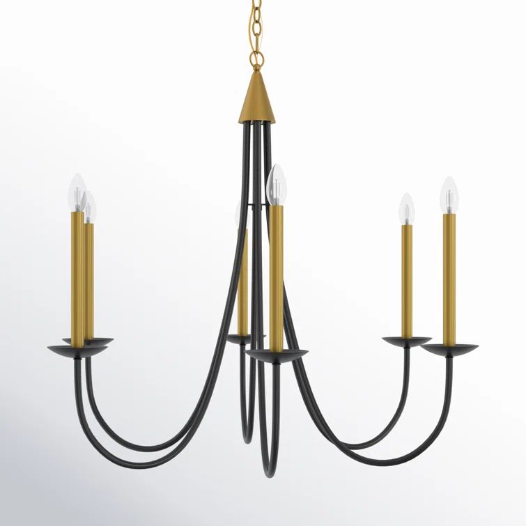 Black and Brass 6-Light Candle Style Metal Chandelier
