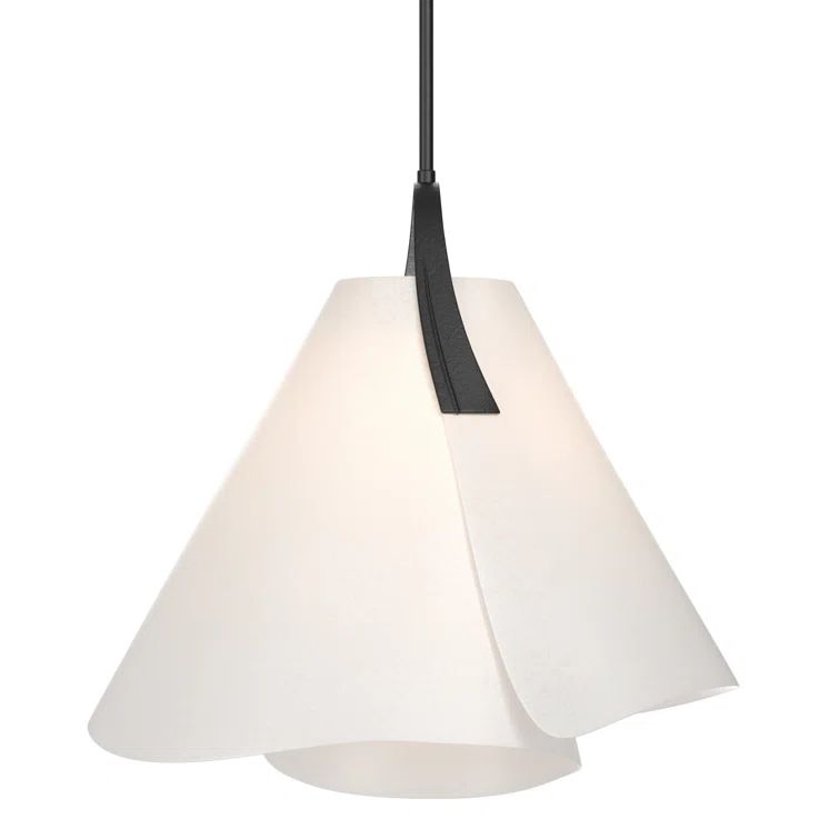 Black and Spun Frost Fabric Single Cone Pendant