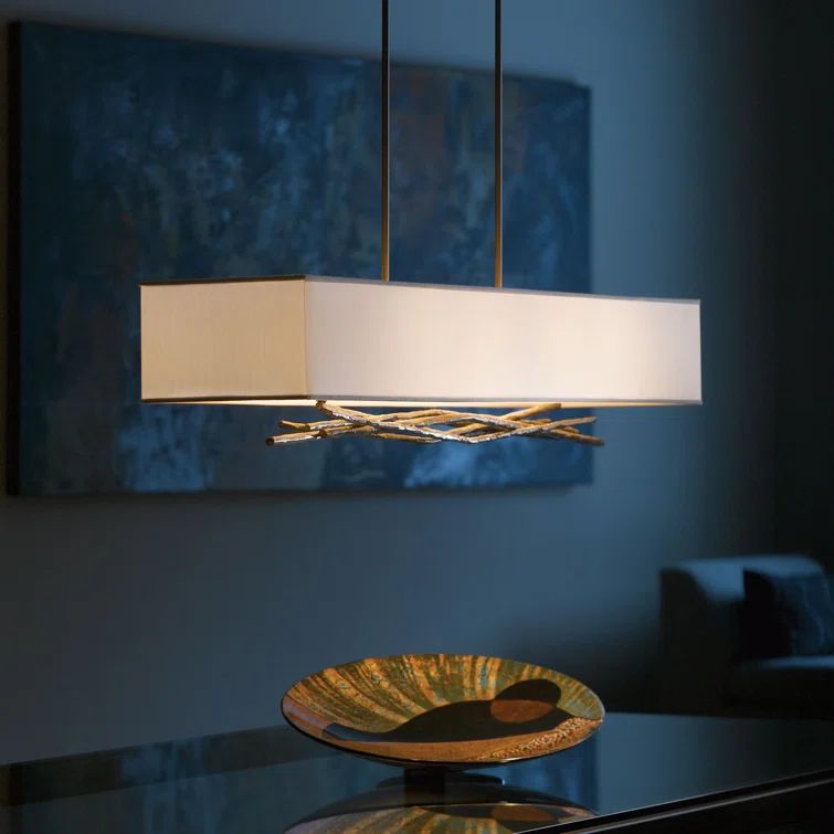 Brindille Dark Smoke 4-Light Island Pendant with Natural Anna Shade