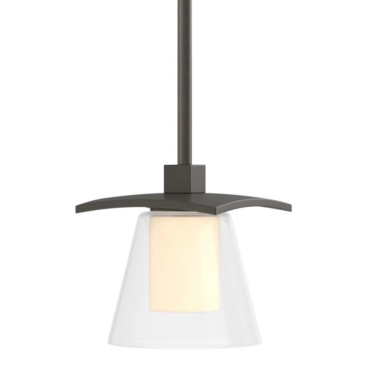 Black and Frosted Glass Single Pendant Light