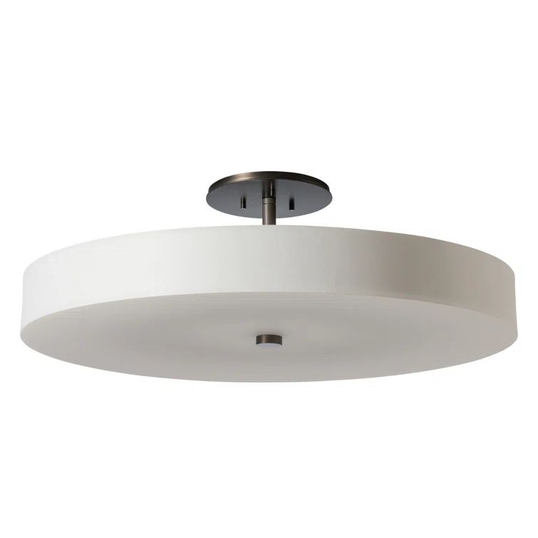 Disq Dark Smoke Bronze Glass LED Drum Semi Flush Mount