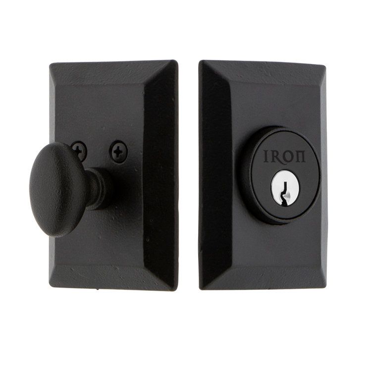 Matte Black Iron Rectangular Single Cylinder Deadbolt