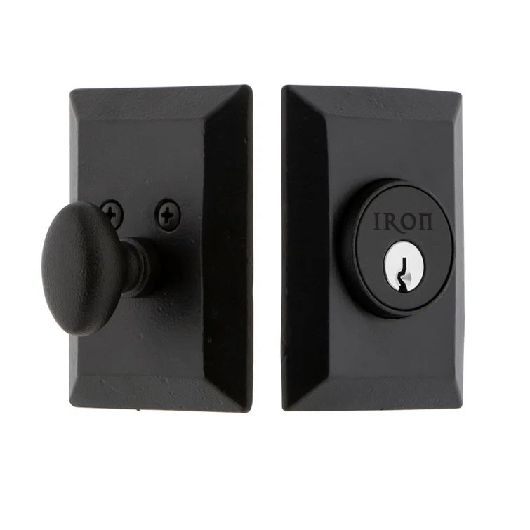 Matte Black Iron Rectangular Single Cylinder Deadbolt