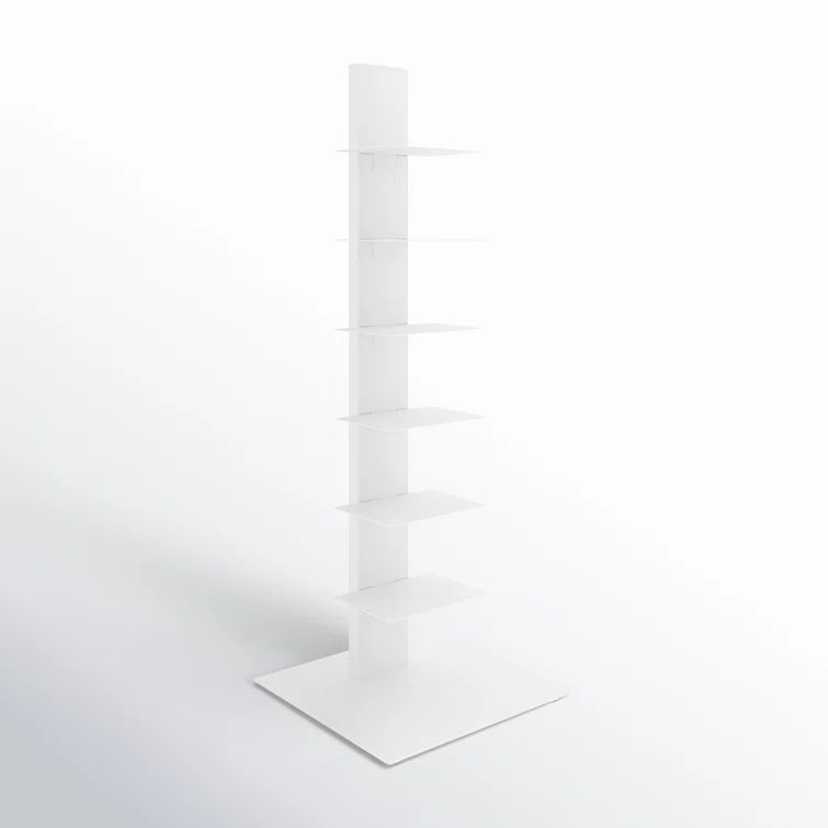 White Steel 6-Tier Ladder Bookcase