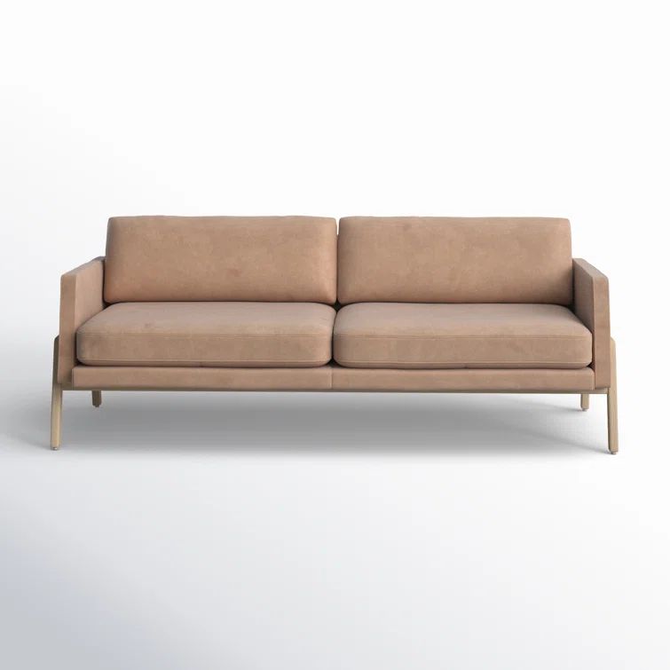 Viviana Ashwood Beige Top Grain Leather 84'' Sofa