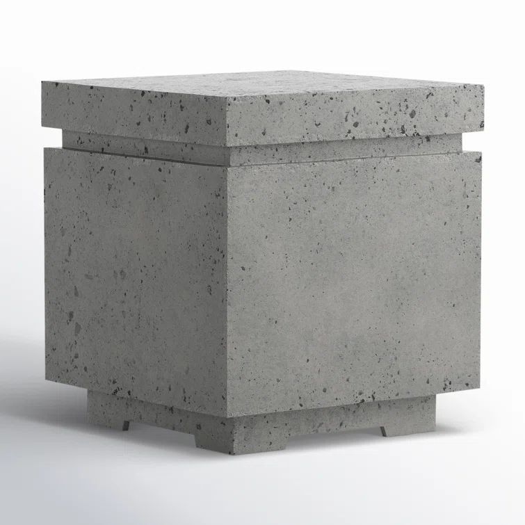 Pewter Concrete Square Outdoor Propane Fire Pit Table