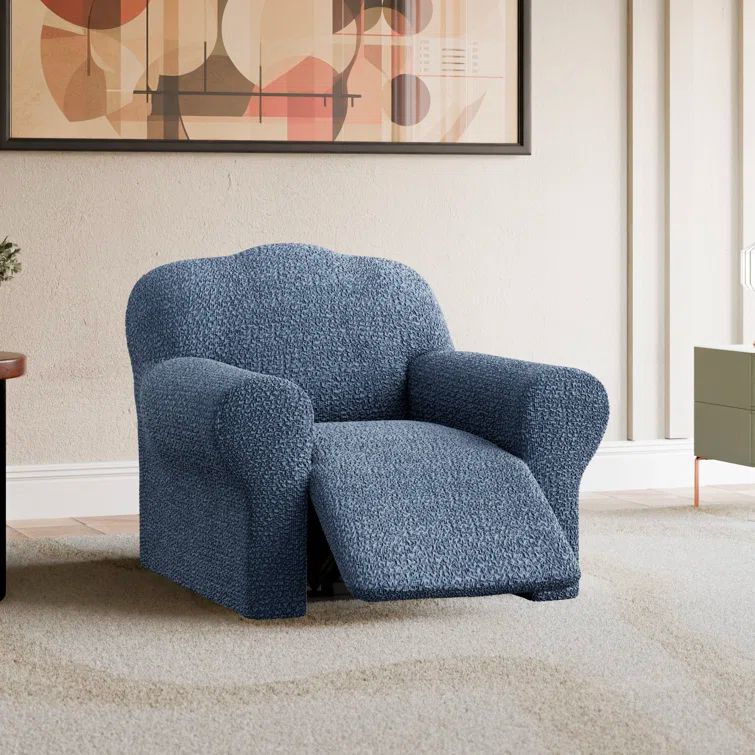 Italianate Modern Blue Stretch Recliner Chair Cover